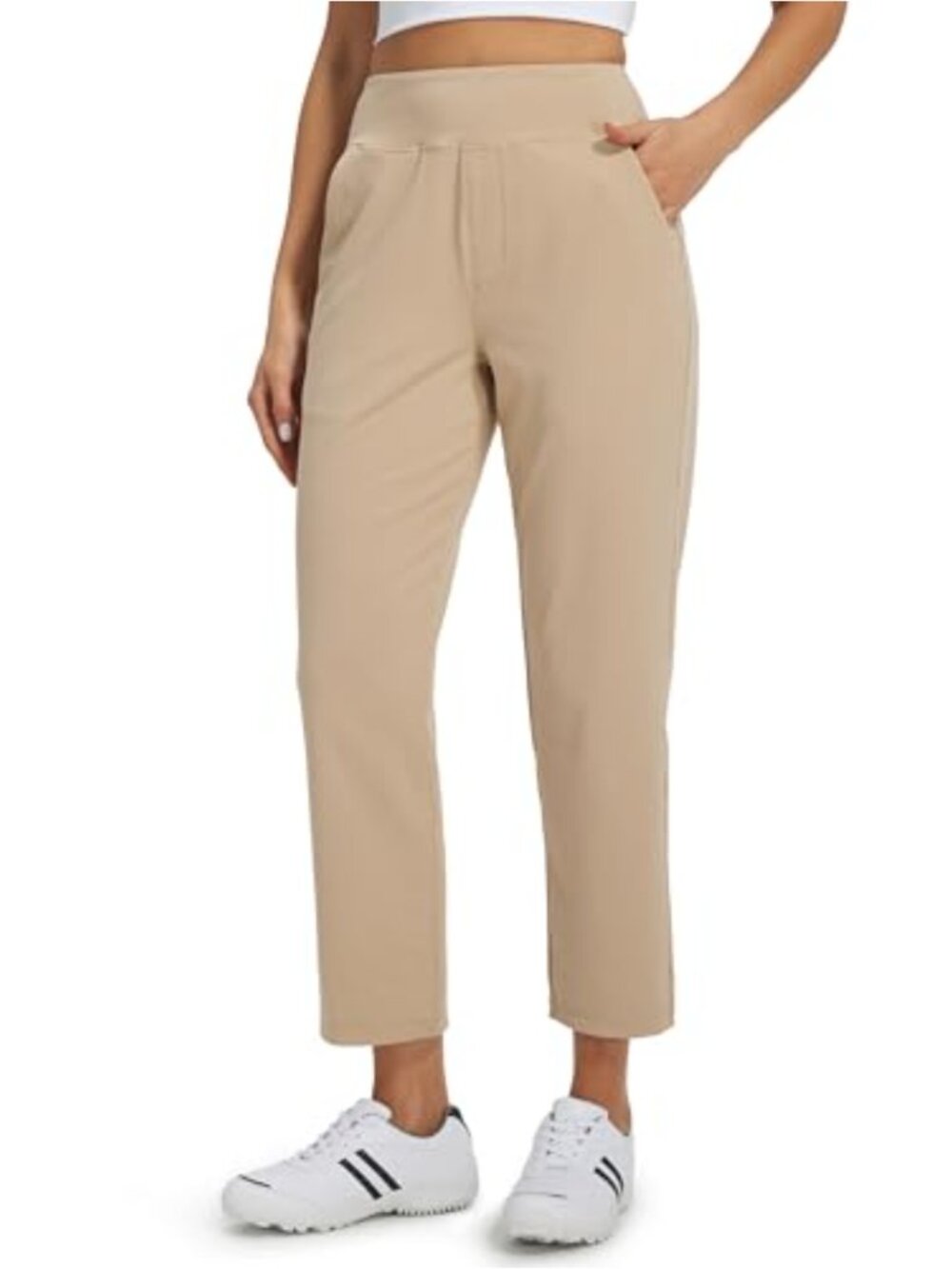 Womens Golf Ankle Pants High Rise Pull On Stretch Casual Travel Work